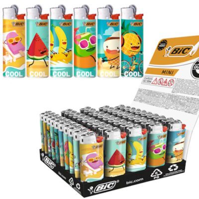 mechero mini bic frutas