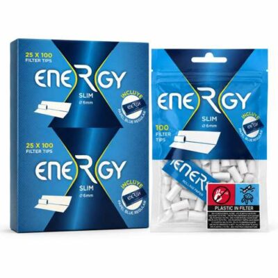 Filtros Energy Slim 6 mm + Papel Blue Regular 50 hojas | Pack 100 filtros