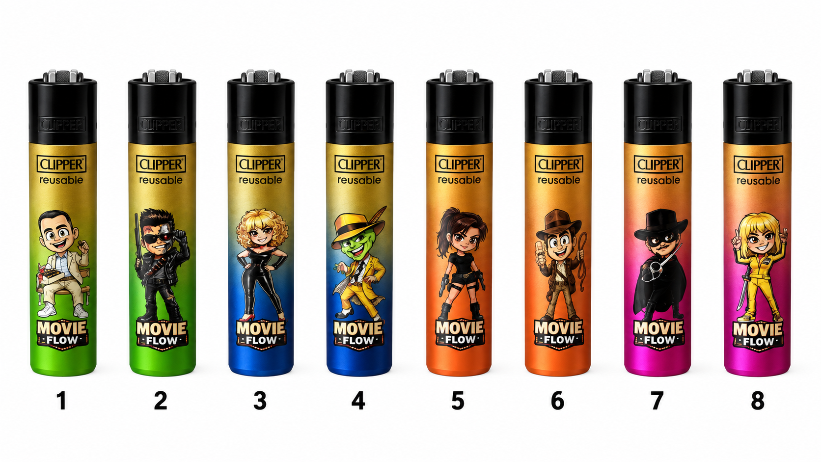 coleccion de mecheros clipper con personajes cinematograficos